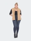 White Mark Plus Size Zip Up Sherpa Vest In Brown