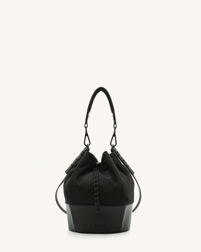 Transience Irl Drawstring Bucket Crossbody Bag In Black