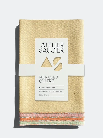 Atelier Saucier The Santa Fe Napkins, Set Of 4 In Yellow