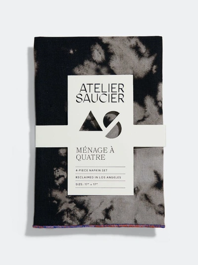 Atelier Saucier After Dark Linen Napkins, Set Of 4 In Black