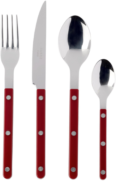 Sabre Red Shiny Cutlery Set In Burgundy