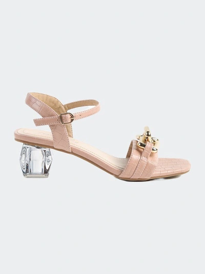 London Rag Icicle Clear Low Heel Chain Sandals In Pink