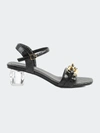 London Rag Icicle Clear Low Heel Chain Sandals In Black