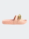 London Rag Miami Shot Bling Chain Strap Woven Slip On Flats In Pink