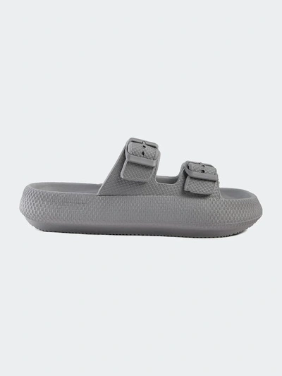 London Rag Loma Hovercraft Buckled Slides In Grey