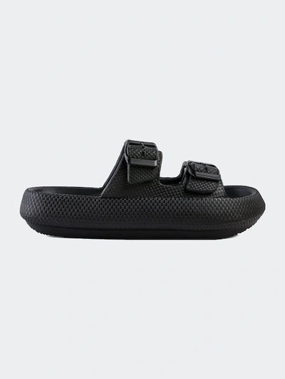 London Rag Loma Hovercraft Buckled Slides In Black