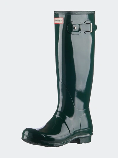 Hunter Womens Original Tall Gloss Rain Boots Size 7 In Green