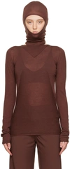 Rick Owens Burgundy Column Long Sleeve T-shirt In 43 Macassar