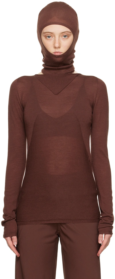 Rick Owens Burgundy Column Long Sleeve T-shirt In 43 Macassar