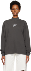 WE11 DONE GRAY HIGH NECK LONG SLEEVE T-SHIRT