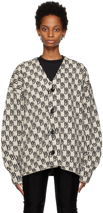 We11 Done Monogram-print Knitted Cardigan In Schwarz