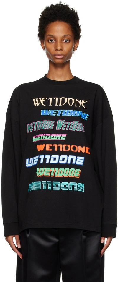 We11 Done Black Multi Long Sleeve T-shirt In Gray