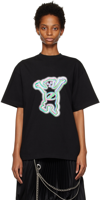 WE11 DONE BLACK COLORFUL TEDDY T-SHIRT