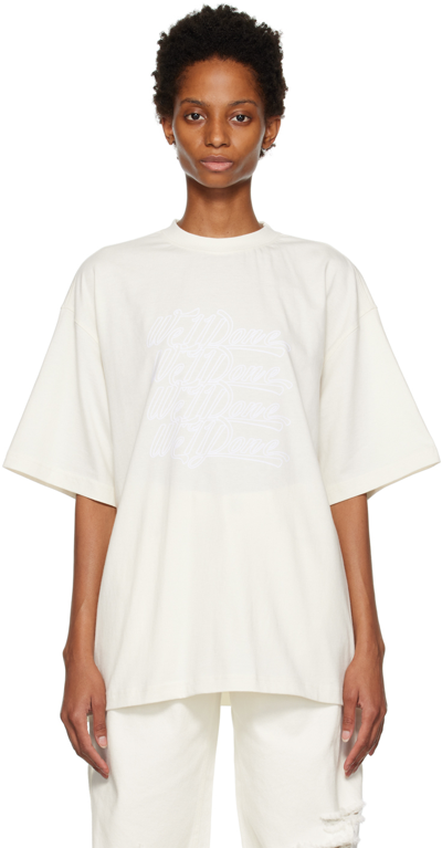 We11 Done Off-white Flocked T-shirt In Ivory