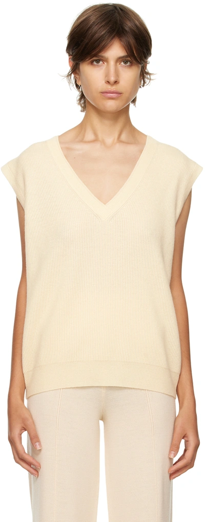 Max Mara Baba Wool & Cashmere Knit Waistcoat In Ecru