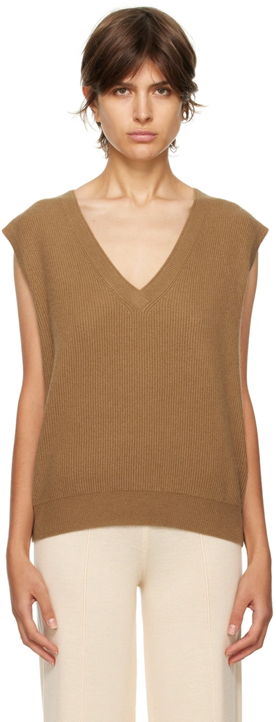 Max Mara Leisure Baba Ribbed Wool And Cashmere-blend Vest In Camel