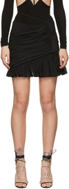 Nensi Dojaka Ruched Asymmetric Stretch Silk Miniskirt In Black Black