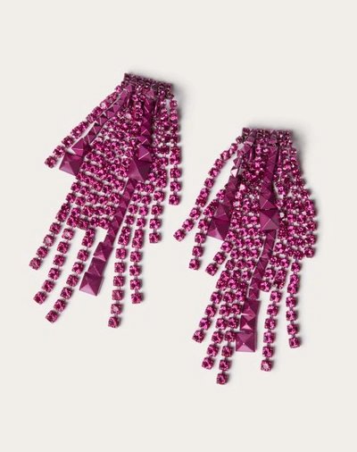 Valentino Garavani Brightrain Metal And Crystal Earrings Woman Pink Pp Uni