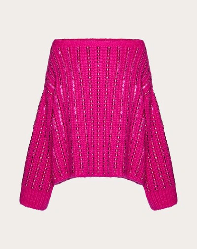 Valentino Embroidered Mohair Wool Jumper Woman Pink Pp Xs