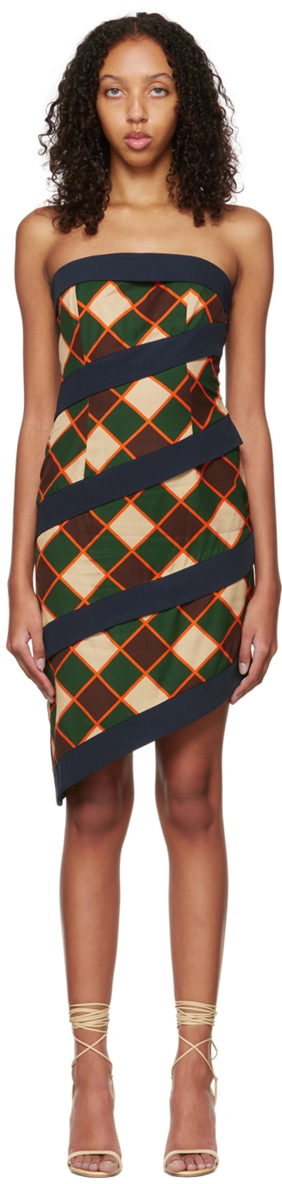 Ahluwalia Multicolor Robyn Minidress In Forest Green