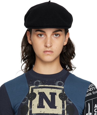Marine Serre Moon-embroidered Wool Beret In Multicolor