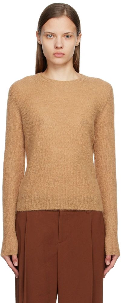 Vince Brown Brushed Sweater In Almond