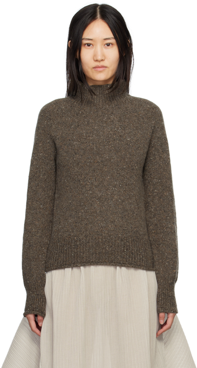 Ymc You Must Create Diddy Long-sleeve Knitted Jumper In Brown Marl