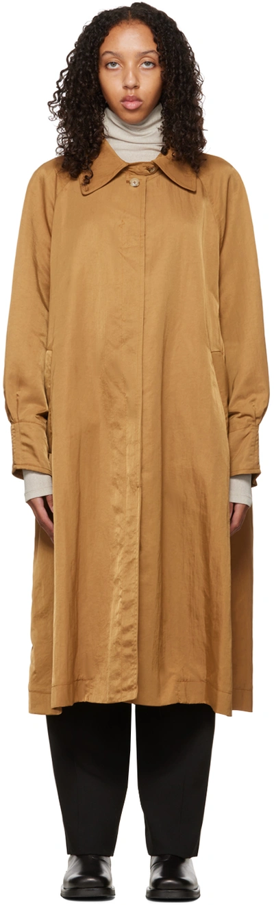 Deveaux Tan Buttoned Trench Coat In Khaki