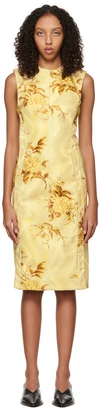 Kwaidan Editions Yellow Floral Print Mini Dress In Spring Flowers