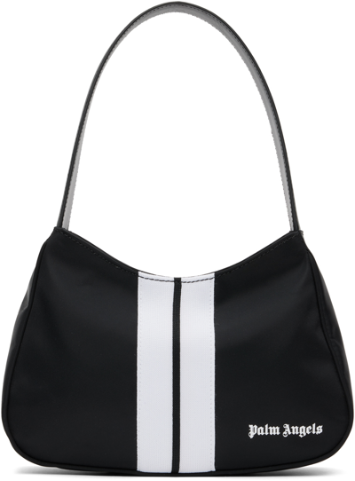 Palm Angels Black Venice Track Bag In Black White