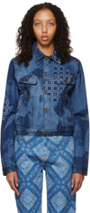 Ahluwalia Graphic-print Denim Jacket In Dark Indigo