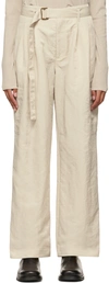 Deveaux Beige Cinch Belt Trousers In Stone