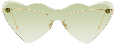 Loewe Heart-shaped Metal Cat-eye Sunglasses In Cactus Green