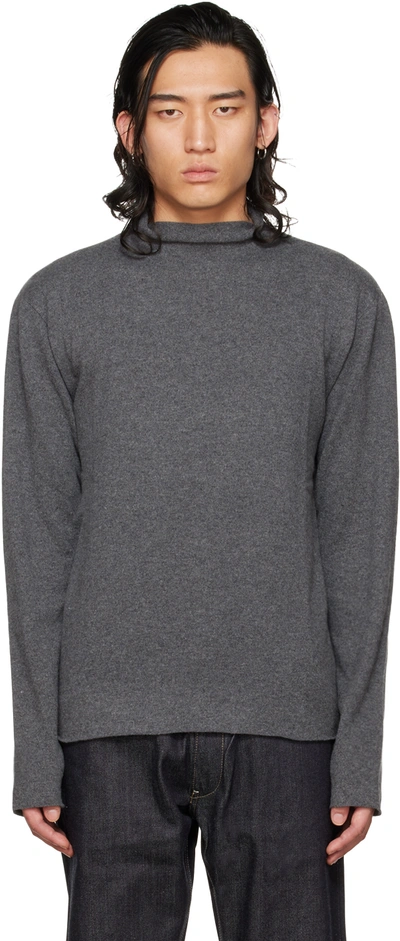 Jil Sander Gray Roll Neck Sweater In 030 - Graphite