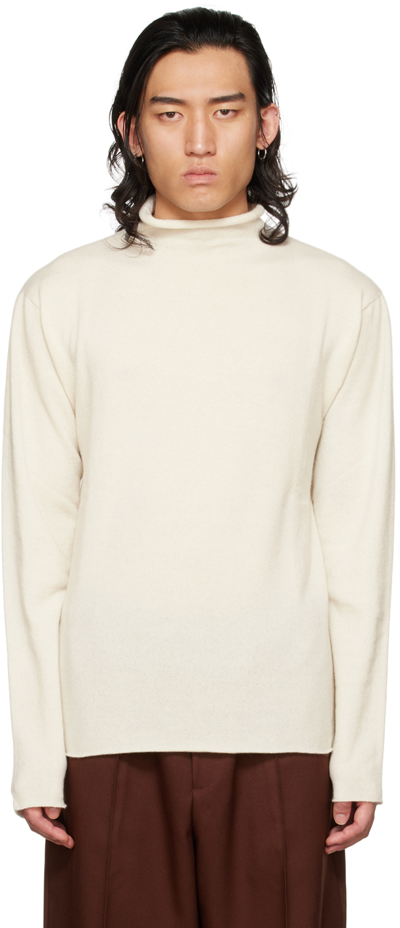 Jil Sander Off-white Roll Neck Sweater In 104 - Milk
