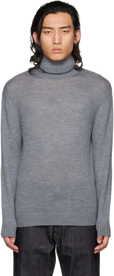 Jil Sander Gray High Neck Sweater In Grey