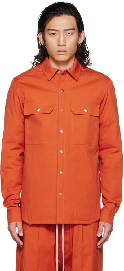 Rick Owens Orange Outershirt Jacket In 53 Orange