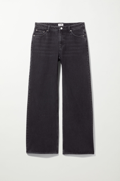 Weekday Ace Cotton Wide Leg Jeans In Vintage Black - Black In Black