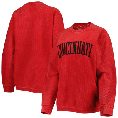 Pressbox Red Cincinnati Bearcats Comfy Cord Vintage Wash Basic Arch Pullover Sweatshirt