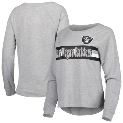 Outerstuff Juniors Heathered Gray Las Vegas Raiders All Striped Up Raglan Long Sleeve T-shirt In Heather Gray