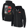 Wear By Erin Andrews Black Calgary Flames Sponge Fleece Full-zip Hoodie In Black