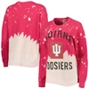 GAMEDAY COUTURE GAMEDAY COUTURE CRIMSON INDIANA HOOSIERS TWICE AS NICE FADED DIP-DYE PULLOVER LONG SLEEVE TOP