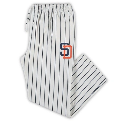 CONCEPTS SPORT CONCEPTS SPORT WHITE/NAVY SAN DIEGO PADRES BIG & TALL PINSTRIPE SLEEP PANTS