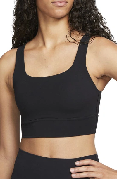 Nike Women's Zenvy Medium-support Padded Longline Sports Bra In Black/sail