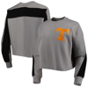GAMEDAY COUTURE GAMEDAY COUTURE GRAY TENNESSEE VOLUNTEERS BACK TO REALITY COLORBLOCK PULLOVER SWEATSHIRT