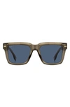 Hugo Boss 53mm Rectangular Sunglasses In Brown Blue