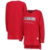 PRESSBOX PRESSBOX CRIMSON OKLAHOMA SOONERS STEAMBOAT ANIMAL PRINT RAGLAN PULLOVER SWEATSHIRT