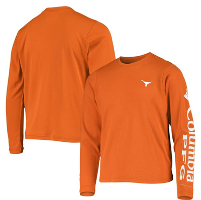 COLUMBIA YOUTH TEXAS ORANGE TEXAS LONGHORNS PFG TERMINAL TACKLE LONG SLEEVE OMNI-SHADE T-SHIRT