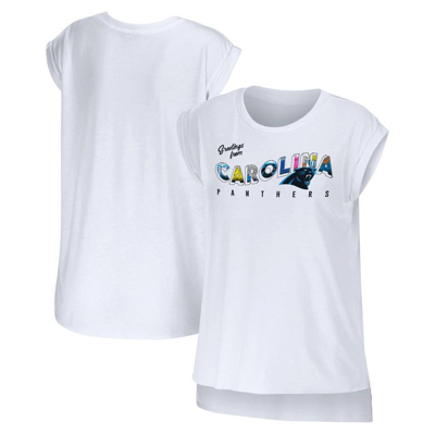 Wear By Erin Andrews White Carolina Panthers Greetings From Muscle T-shirt