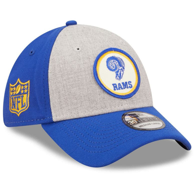 New Era Men's  Heathered Gray, Royal Los Angeles Rams 2022 Sideline 39thirty Historic Flex Hat In Heathered Gray,royal